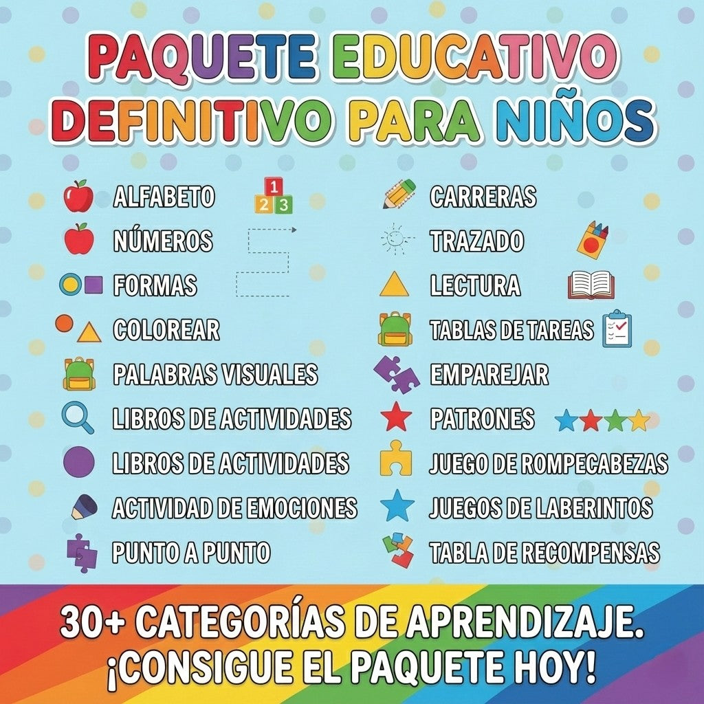 PAQUETE EDUCATIVO PARA NIÑOS: Más de 30 Categorías de Actividades de Aprendizaje Imprimibles