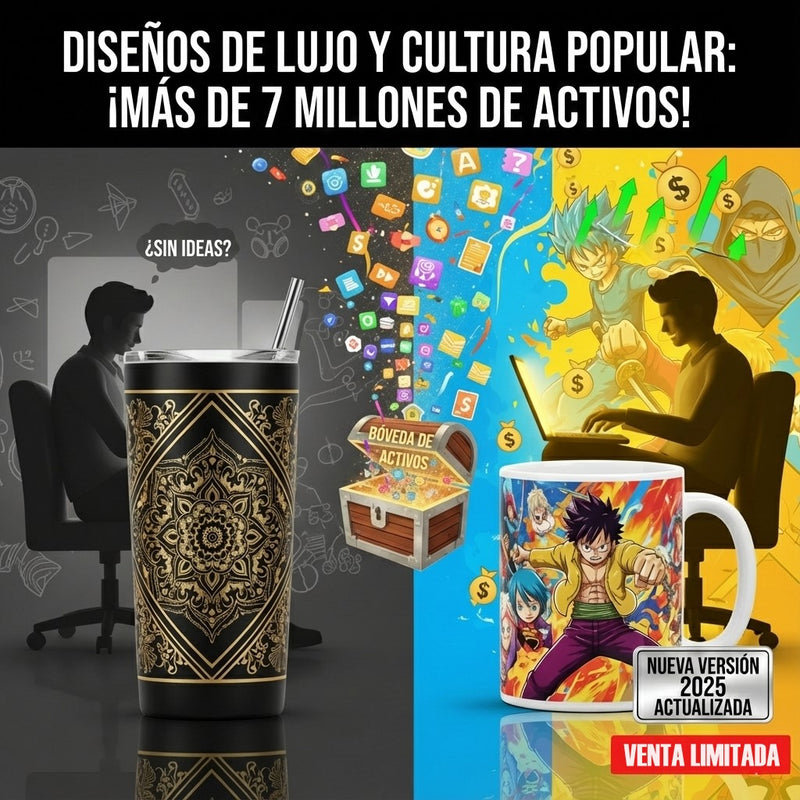 7 Millones de Recursos Gráficos, Wraps para Vasos Térmicos y Paquetes POD