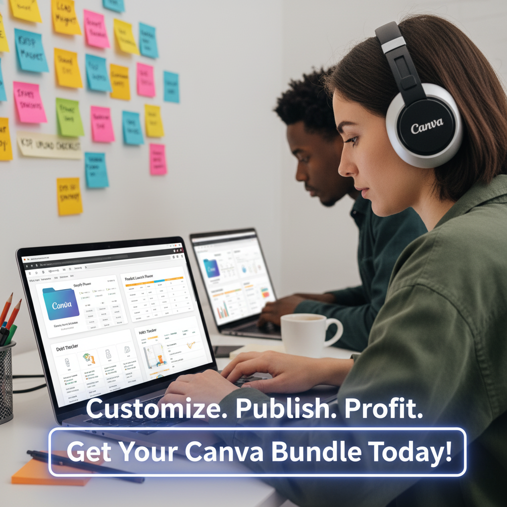 50-in-1 Planner and Journal Templates in Canva (Fully Editable PLR)