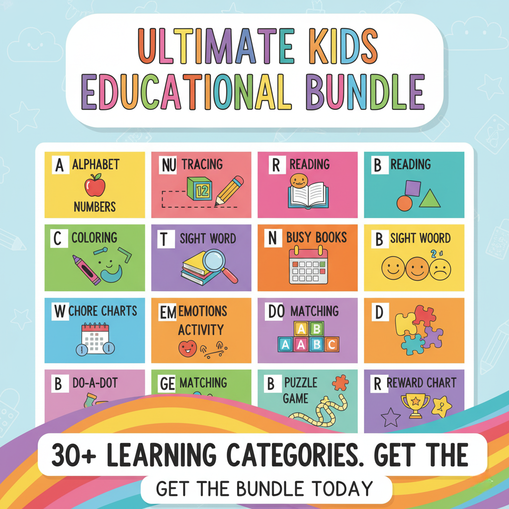 EDUCATIONAL PACKAGE FOR CHILDREN: Over 30 Categories of Printable Learning Activities