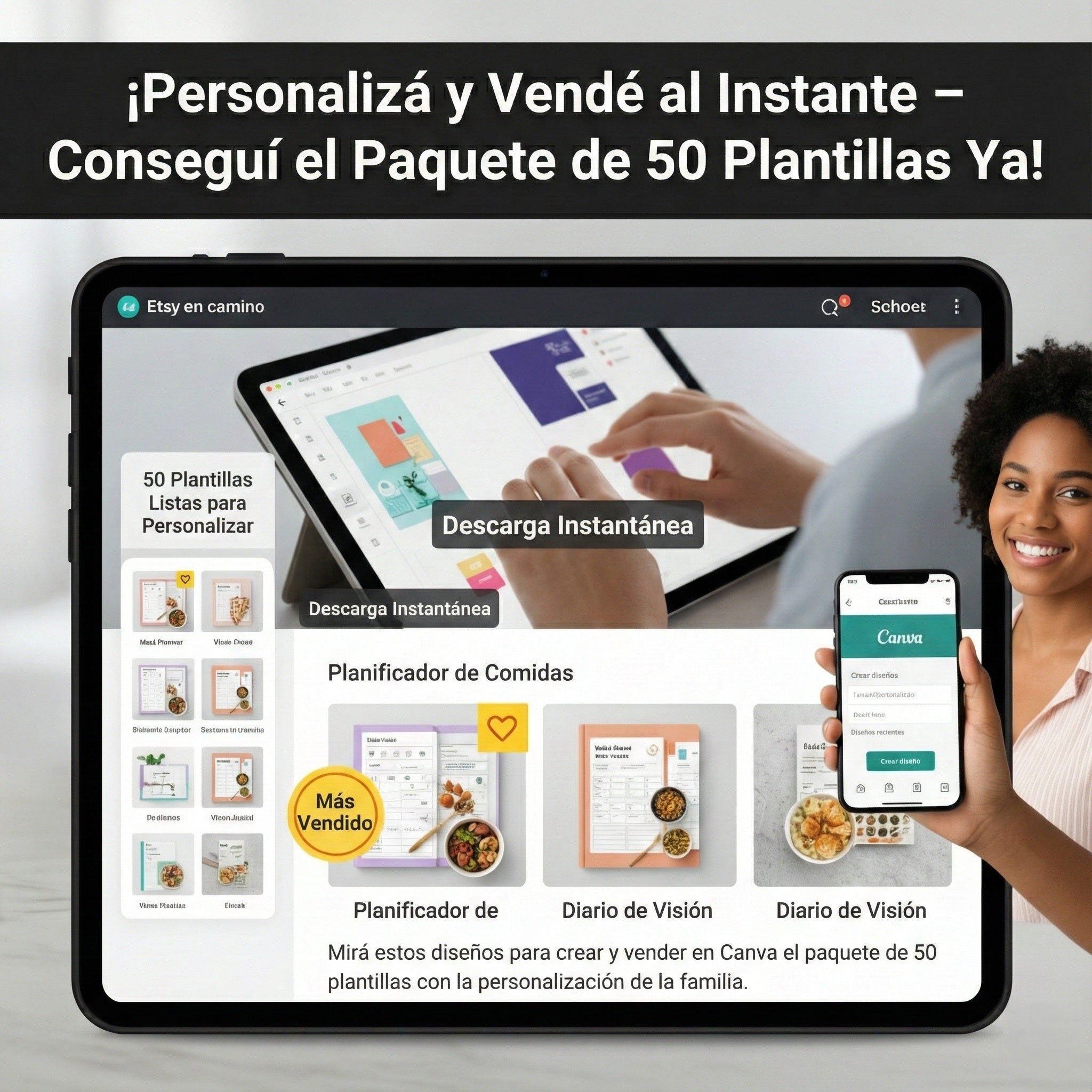 50-en-1 de Plantillas de Planificador y Diario en Canva (PLR Completamente Editable)