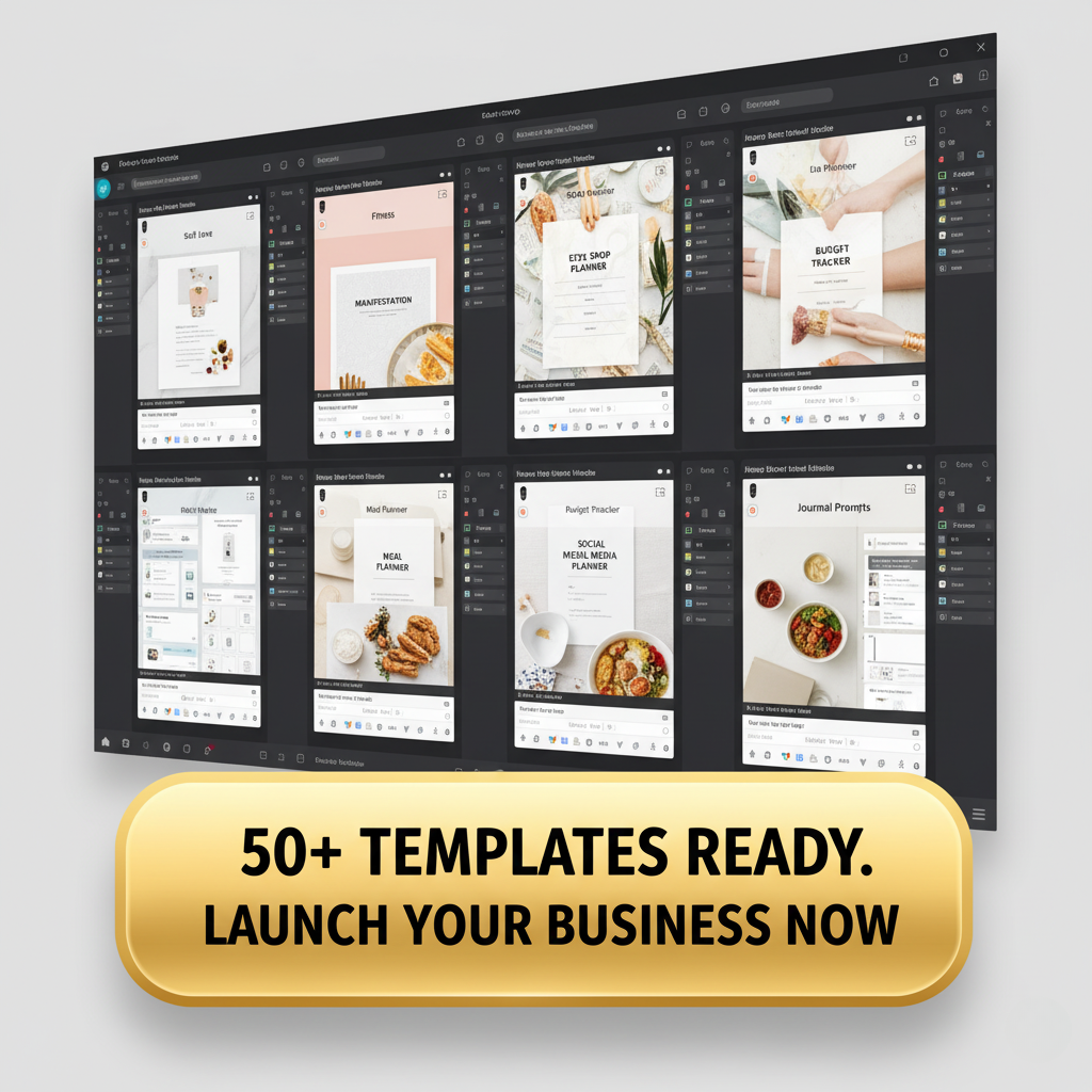 50-in-1 Planner and Journal Templates in Canva (Fully Editable PLR)