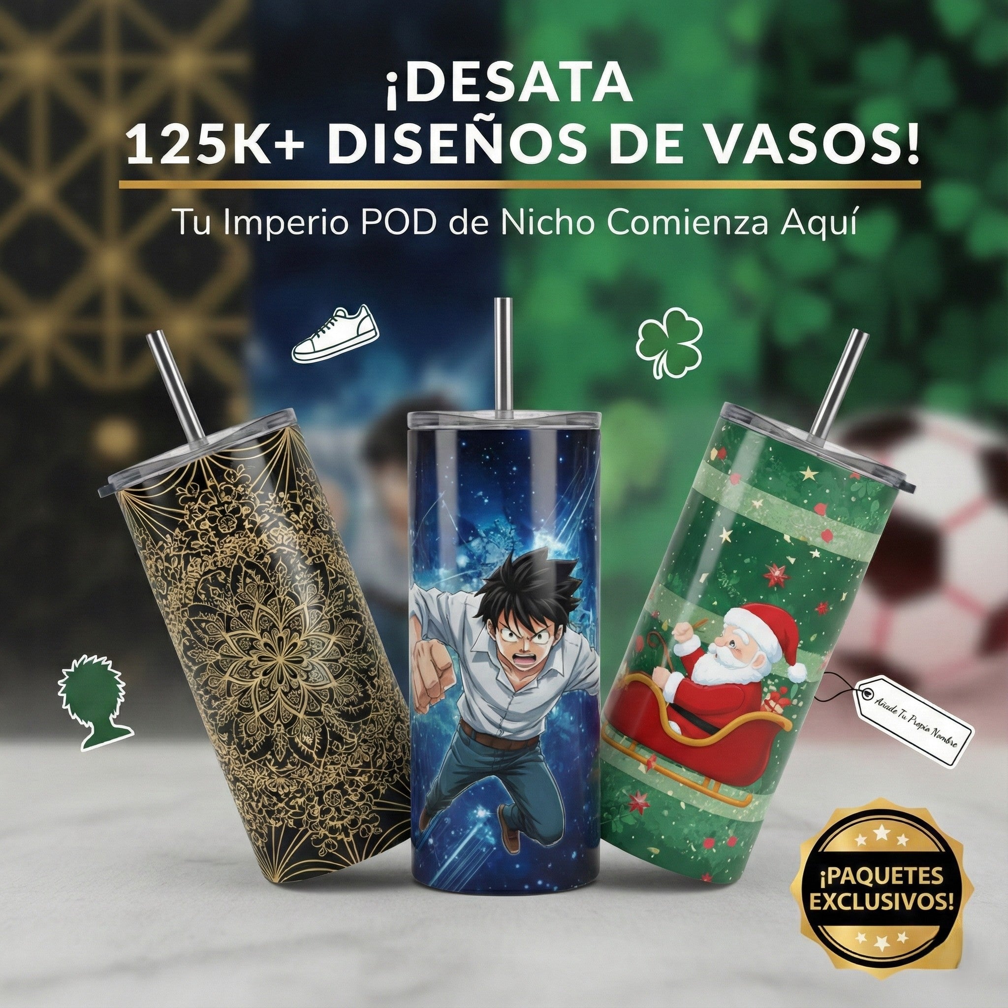 7 Millones de Recursos Gráficos, Wraps para Vasos Térmicos y Paquetes POD