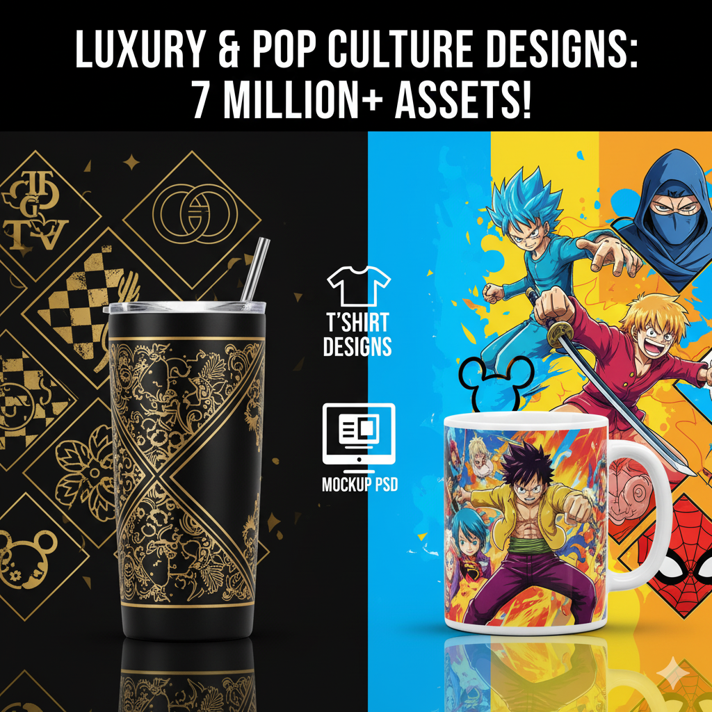 7 Million Graphic Resources, Tumbler Wraps, and POD Packages