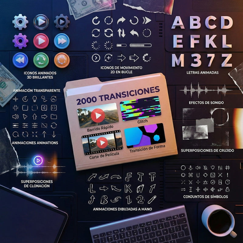 Paquete de Recursos de Edición: Kit de Herramientas de Animación, Overlays y Efectos Visuales